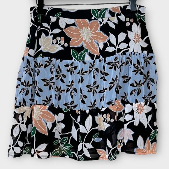 LOFT multicolor floral tiered skirt size 6 | spring summer office career work - Picture 2 of 5
